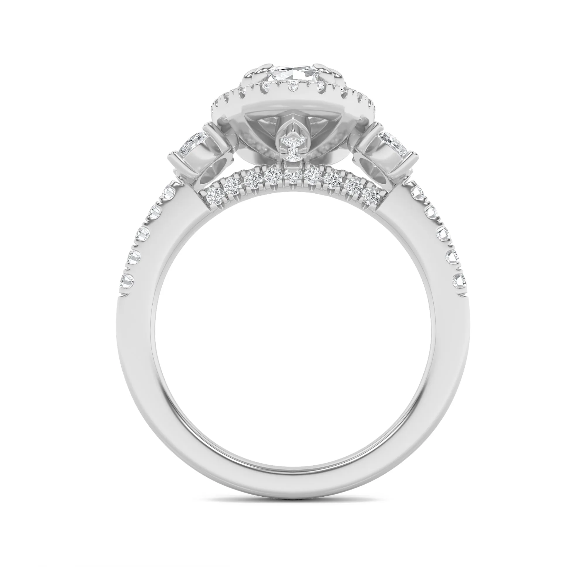 3Cttw Oval Shaped Lab Grown Diamond (G/VS) Three Stone Accented Engagement Ring in 14K Gold sold by Zulily product image thumbnail 4