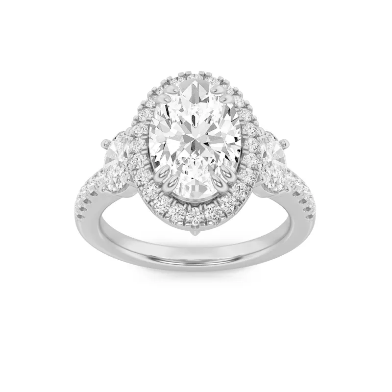 3Cttw Oval Shaped Lab Grown Diamond (G/VS) Three Stone Accented Engagement Ring in 14K Gold made by Zulily