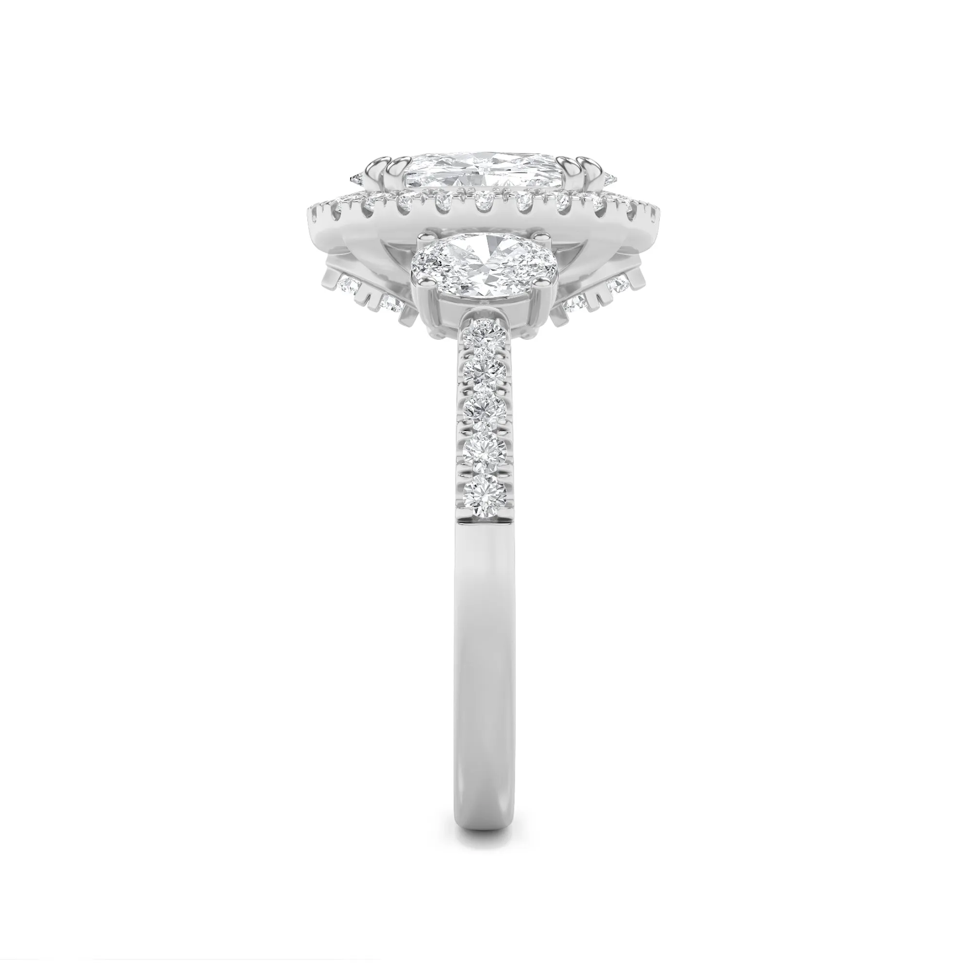 3Cttw Oval Shaped Lab Grown Diamond (G/VS) Three Stone Accented Engagement Ring in 14K Gold sold by Zulily product image thumbnail 5