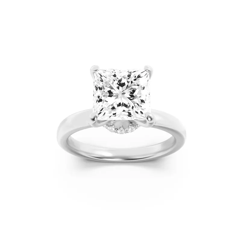 1Cttw Princess Shaped Lab Grown Diamond (F/VS) Hidden Halo Plain Shank Engagement Ring in 14K Gold made by Zulily