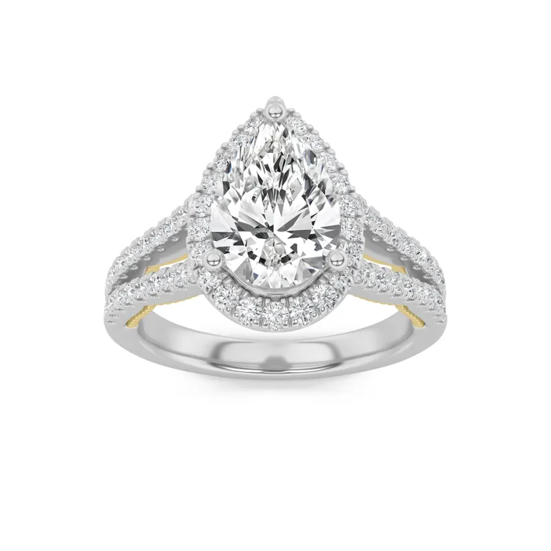 2Cttw Pear Shaped Lab Grown Diamond (F/VS) Split Shank Accented Ring in 14K Gold made by Zulily