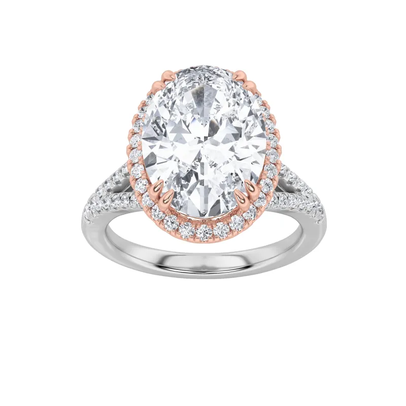 4.5Cttw Oval Shaped Lab Grown Diamond (F/VS) Bold Accented Statement Engagement Ring in 14K Gold made by Zulily