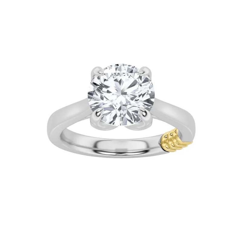 2Cttw Round Shaped Lab Grown Diamond (F/VS) Two Tone Classic Solitaire Engagement Ring in 14K Gold made by Zulily