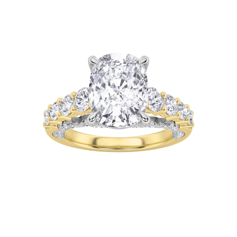 4Cttw Elongated Cushion Shaped Lab Grown Diamond (F/VS) Ring in 14K Gold made by Zulily