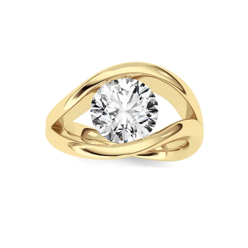 2Cttw Round Shaped Lab Grown Diamond (F/VS) East West Solitaire Fancy Ring in 14K Gold made by Zulily