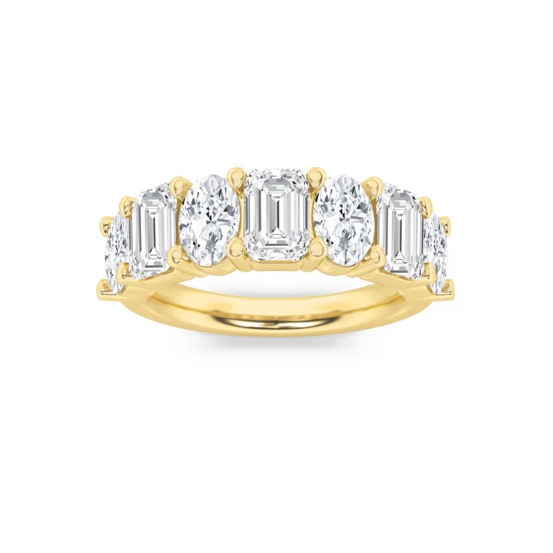 3Cttw Emerald Shaped Lab Grown Diamond (F/VS) Seven Stone Band Ring in 14K Gold made by Zulily