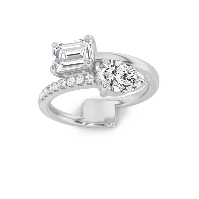 1.5Cttw Pear Shaped Lab Grown Diamond (F/VS) Toi et Moi Fashion Ring in 14K Gold made by Zulily