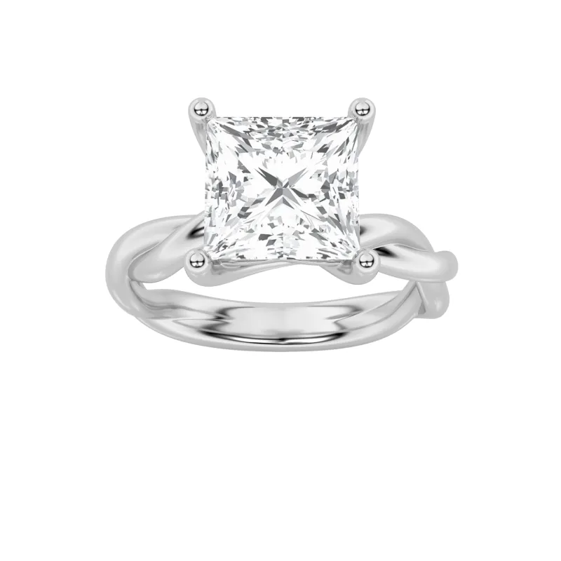 3Cttw Princess Shaped Lab Grown Diamond (F/VS) Twisted Shank Solitaire Engagement Ring in 14K Gold made by Zulily