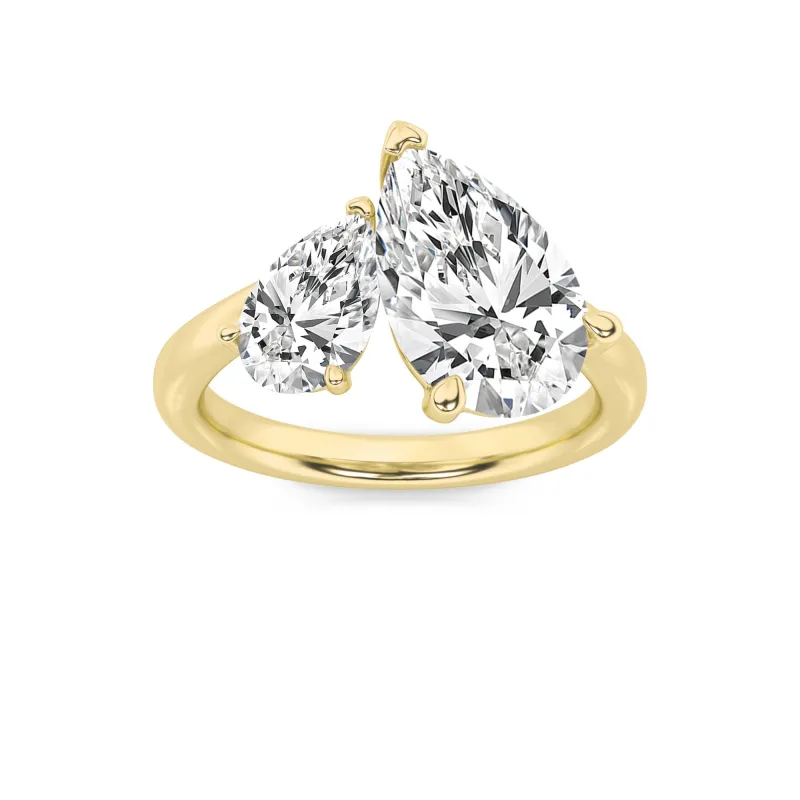 3Cttw Pear Shaped Lab Grown Diamond (F/VS) Toi et Moi Engagement Ring in 14K Gold made by Zulily