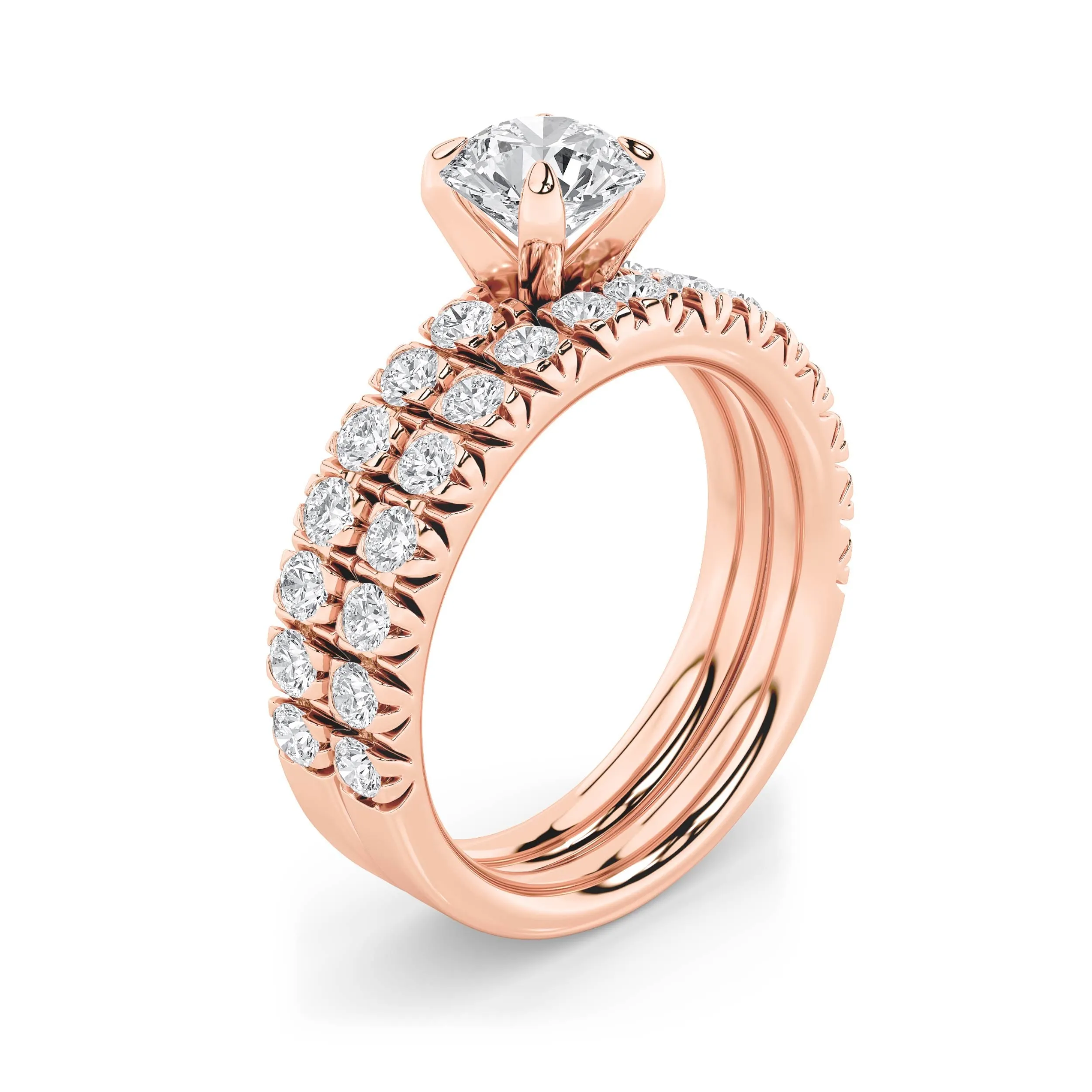 2Cttw Round Shaped Lab Grown Diamond (F/VS) Classic Accented Set With Band and Engagement Ring in 14K Gold sold by Zulily product image thumbnail 3