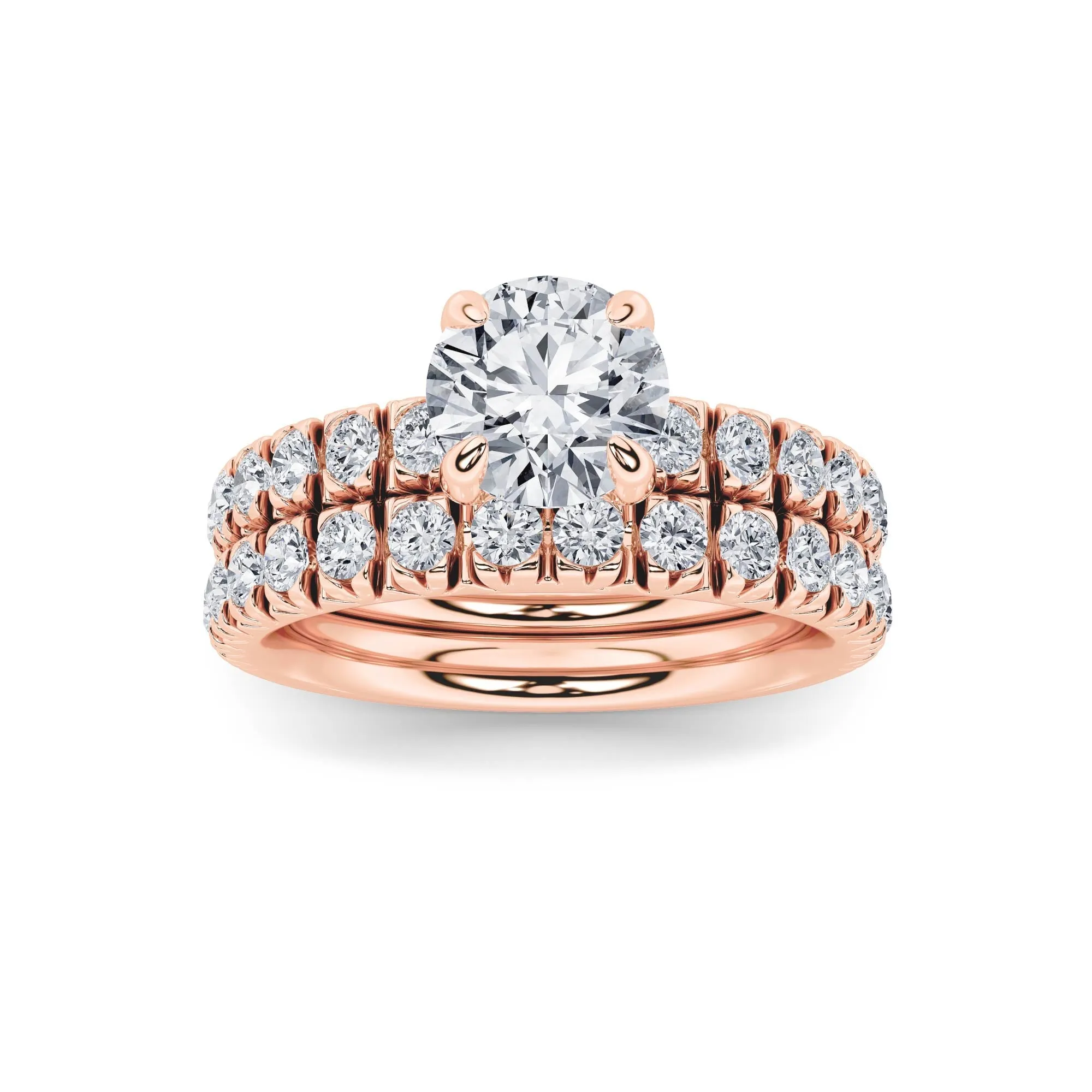 2Cttw Round Shaped Lab Grown Diamond (F/VS) Classic Accented Set With Band and Engagement Ring in 14K Gold sold by Zulily