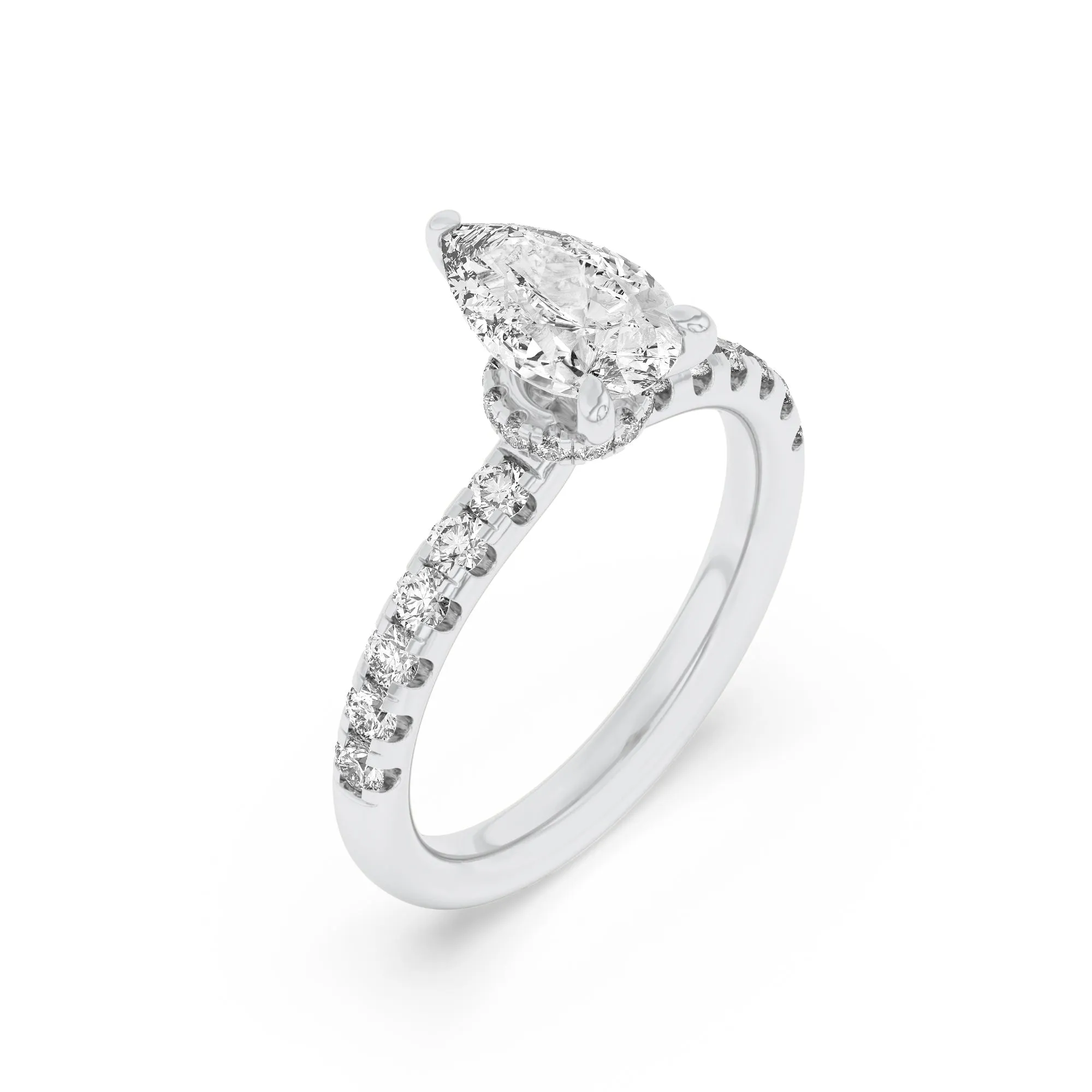 2Cttw Pear Shaped Lab Grown Diamond (F/VS) Hidden Halo Accented Ring in 14K Gold sold by Zulily product image thumbnail 3
