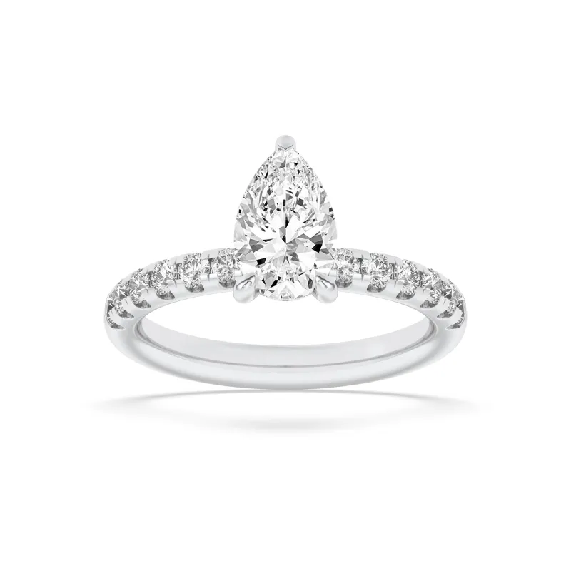 2Cttw Pear Shaped Lab Grown Diamond (F/VS) Hidden Halo Accented Ring in 14K Gold made by Zulily