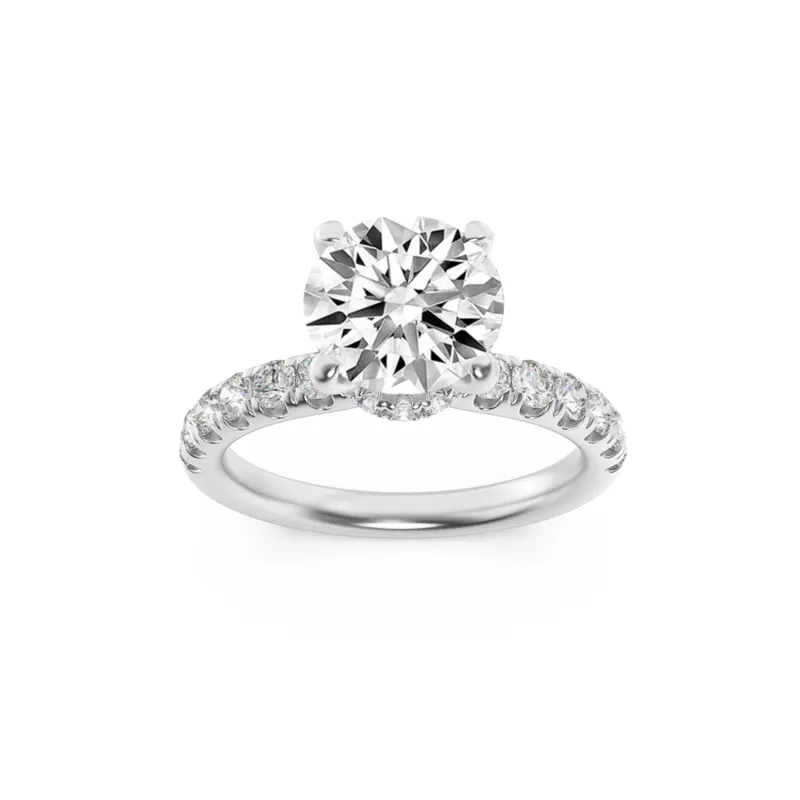 1.5Cttw Round Shaped Lab Grown Diamond (F/VS) Hidden Halo Accented Ring in 14K Gold made by Zulily