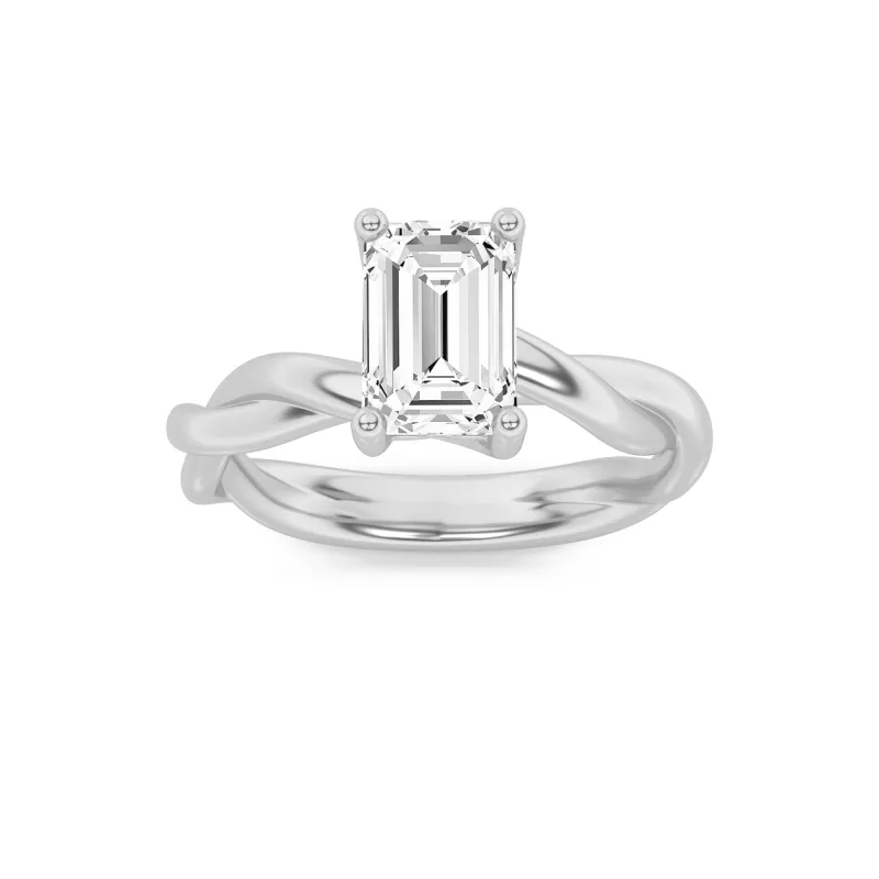 3Cttw Emerald Shaped Lab Grown Diamond (F/VS) Twisted Shank Solitaire Engagement Ring in 14K Gold made by Zulily