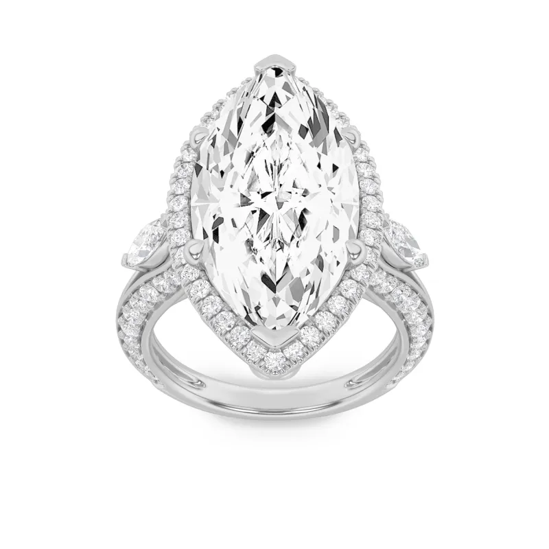 9Cttw Marquise Shaped Lab Grown Diamond (F/VS) Bold Statement Accented Ring in 14K Gold made by Zulily