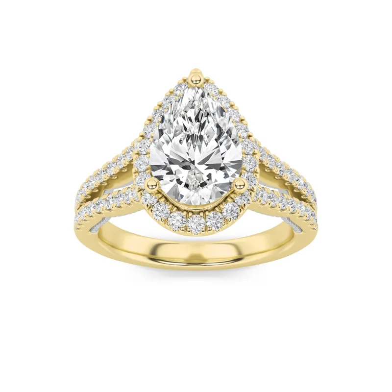 2Cttw Pear Shaped Lab Grown Diamond (F/VS) Split Shank Accented Ring in 14K Gold made by Zulily