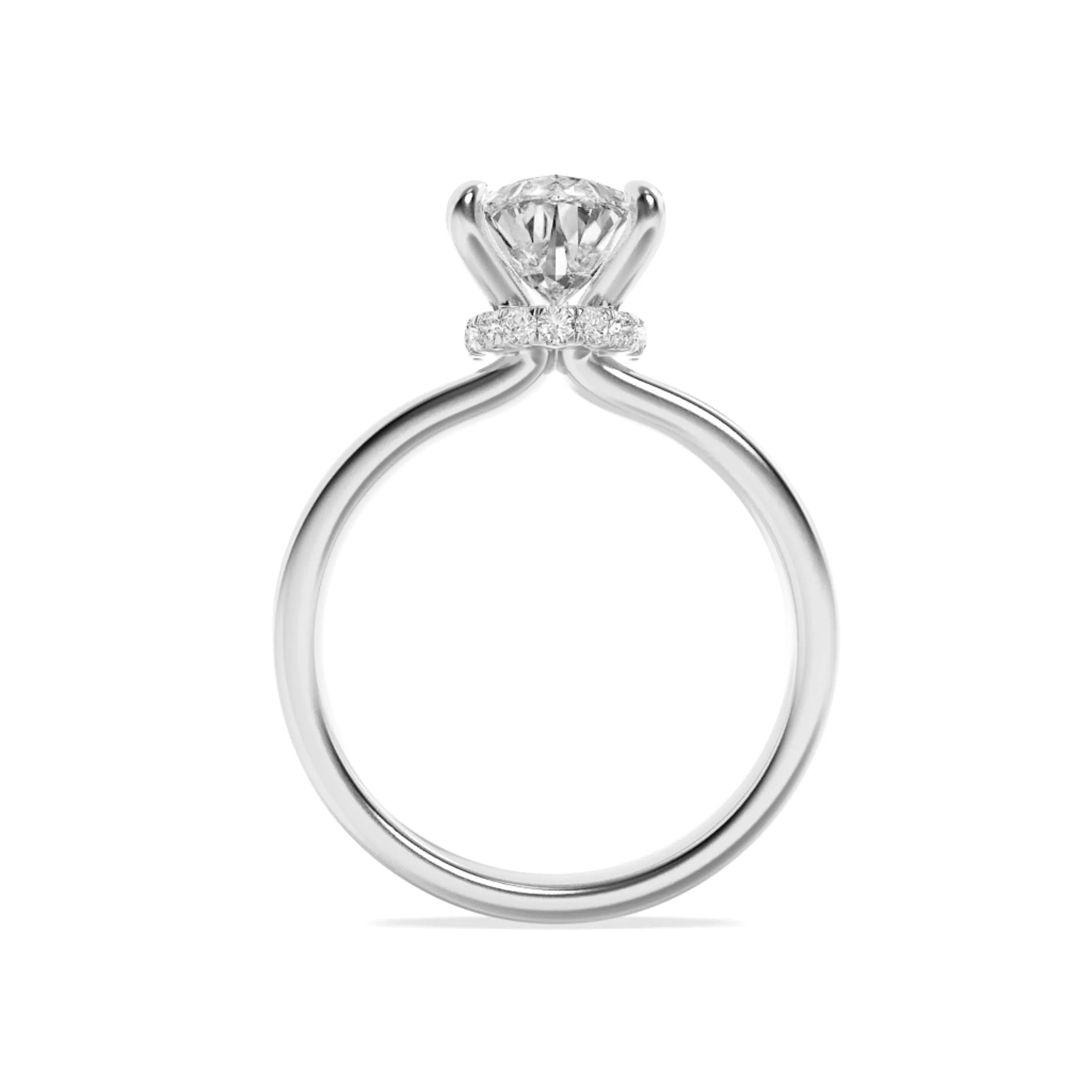 3Cttw Pear Shaped Lab Grown Diamond (F/VS) Hidden Halo Plain Shank Engagement Ring in 14K Gold sold by Zulily product image thumbnail 4