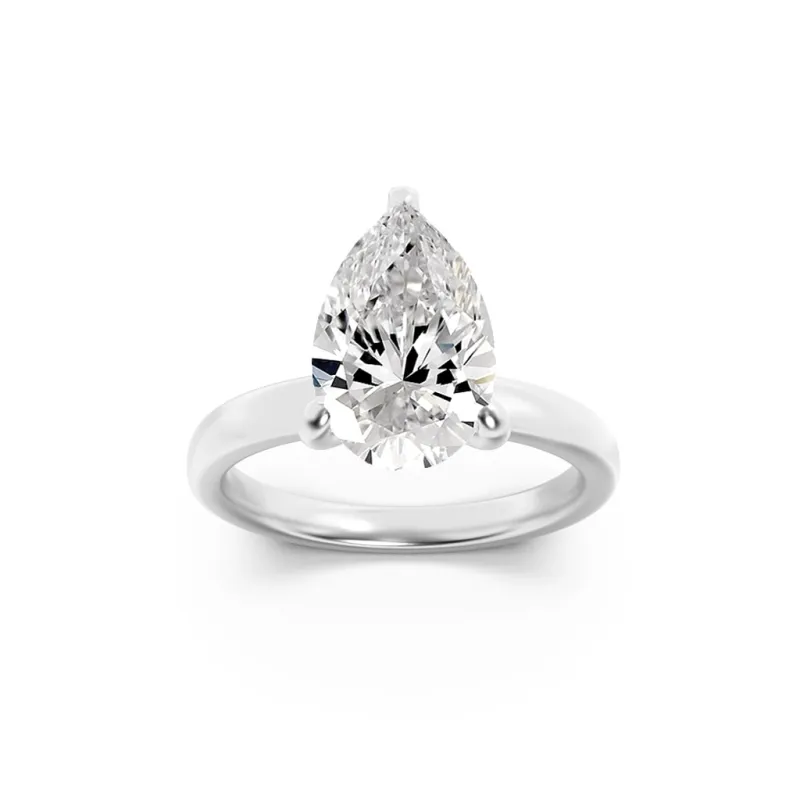 3Cttw Pear Shaped Lab Grown Diamond (F/VS) Hidden Halo Plain Shank Engagement Ring in 14K Gold made by Zulily