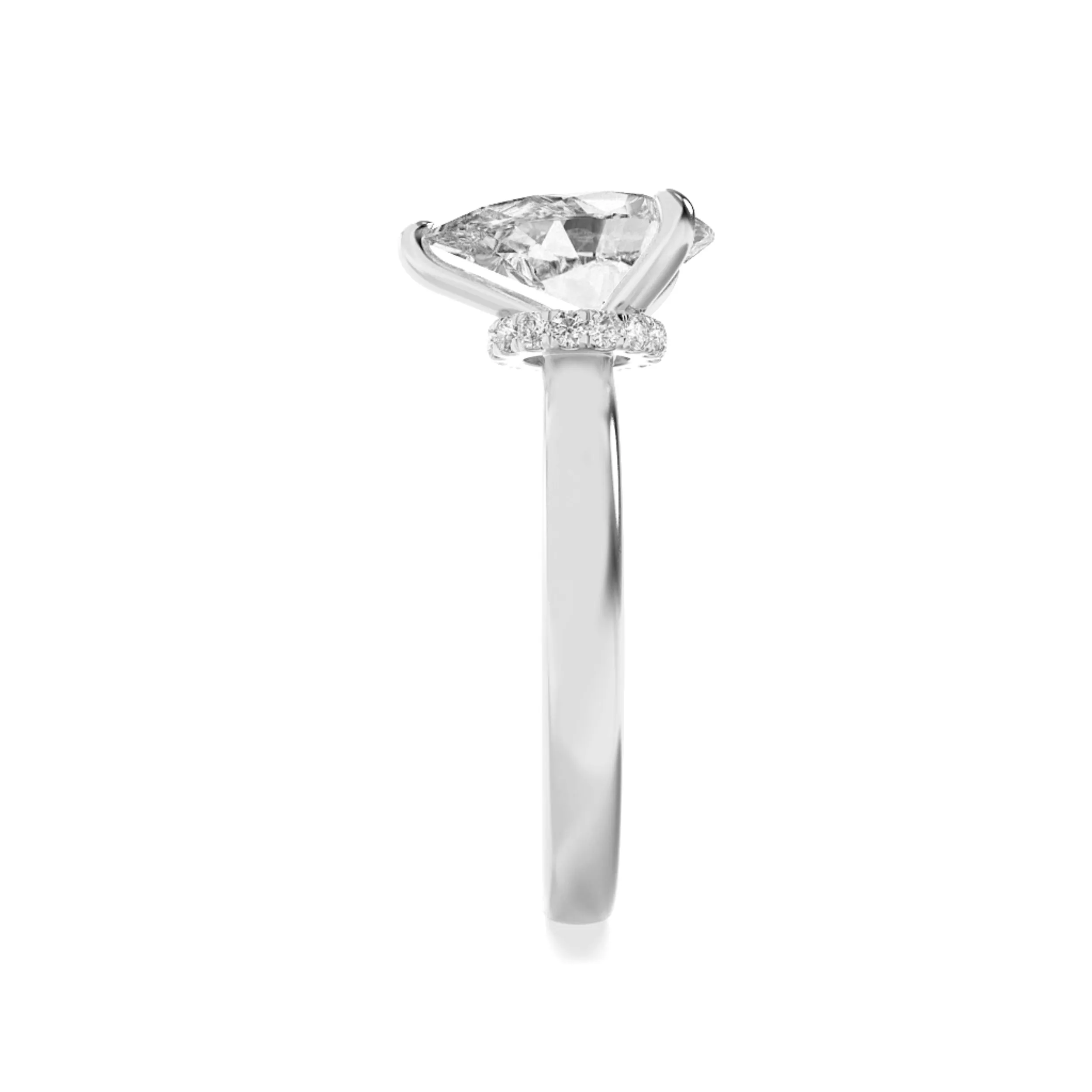 3Cttw Pear Shaped Lab Grown Diamond (F/VS) Hidden Halo Plain Shank Engagement Ring in 14K Gold sold by Zulily product image thumbnail 5