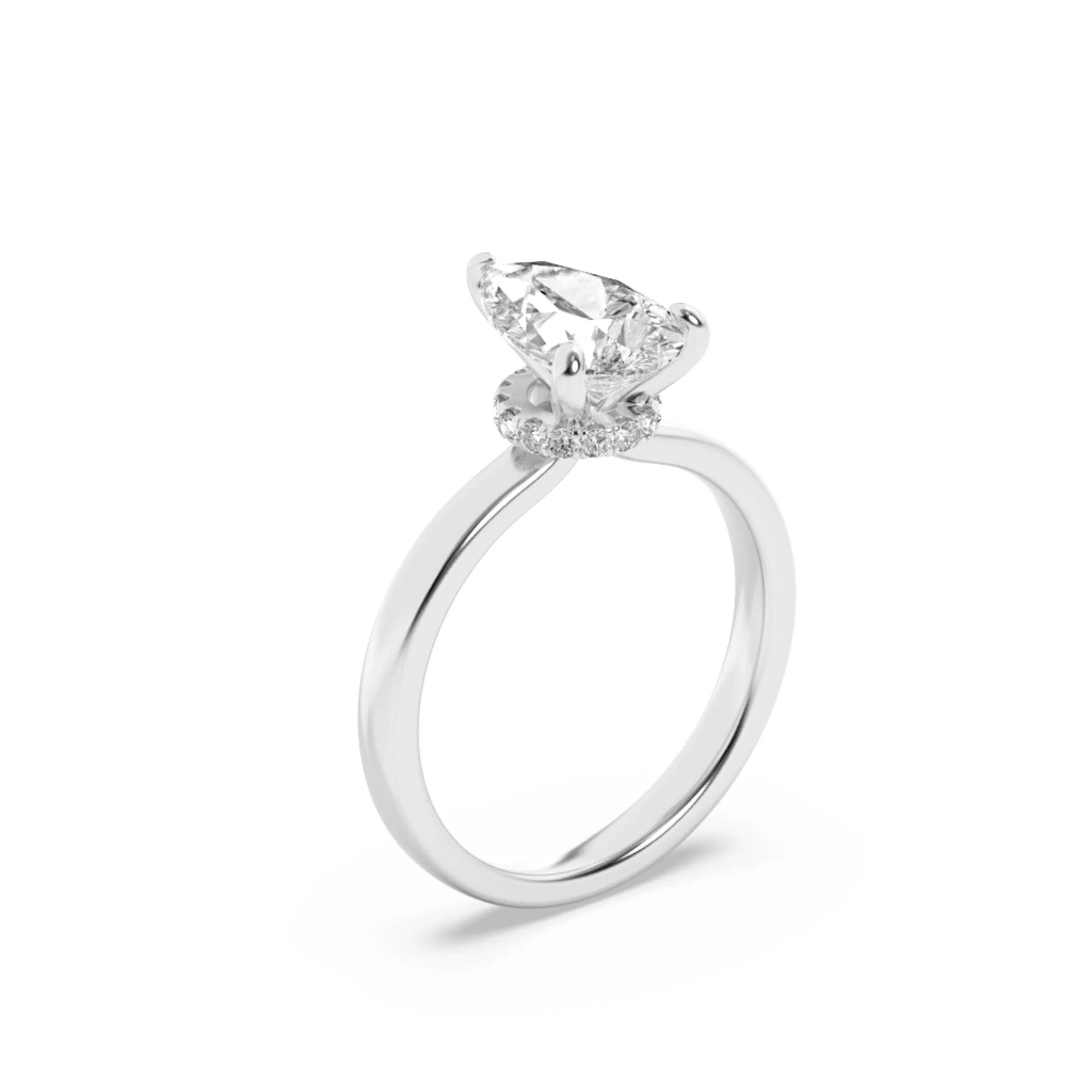 3Cttw Pear Shaped Lab Grown Diamond (F/VS) Hidden Halo Plain Shank Engagement Ring in 14K Gold sold by Zulily product image thumbnail 3