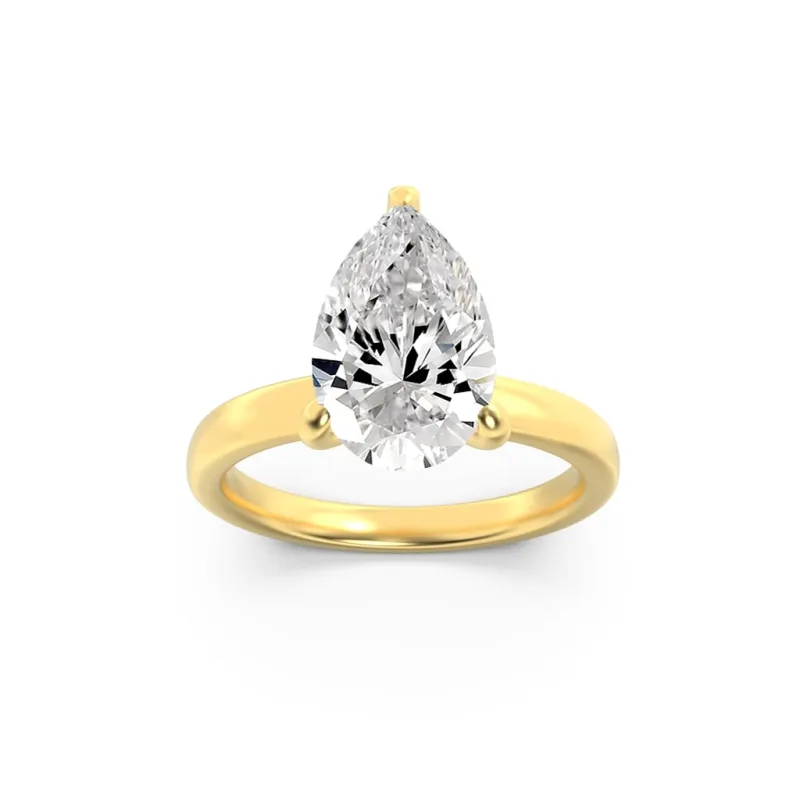 3Cttw Pear Shaped Lab Grown Diamond (F/VS) Hidden Halo Plain Shank Engagement Ring in 14K Gold made by Zulily