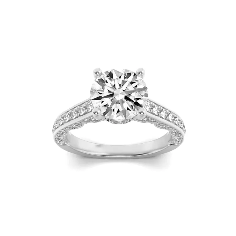 2Cttw Round Shaped Lab Grown Diamond (F/VS) Accented Engagement Ring in 14K Gold made by Zulily