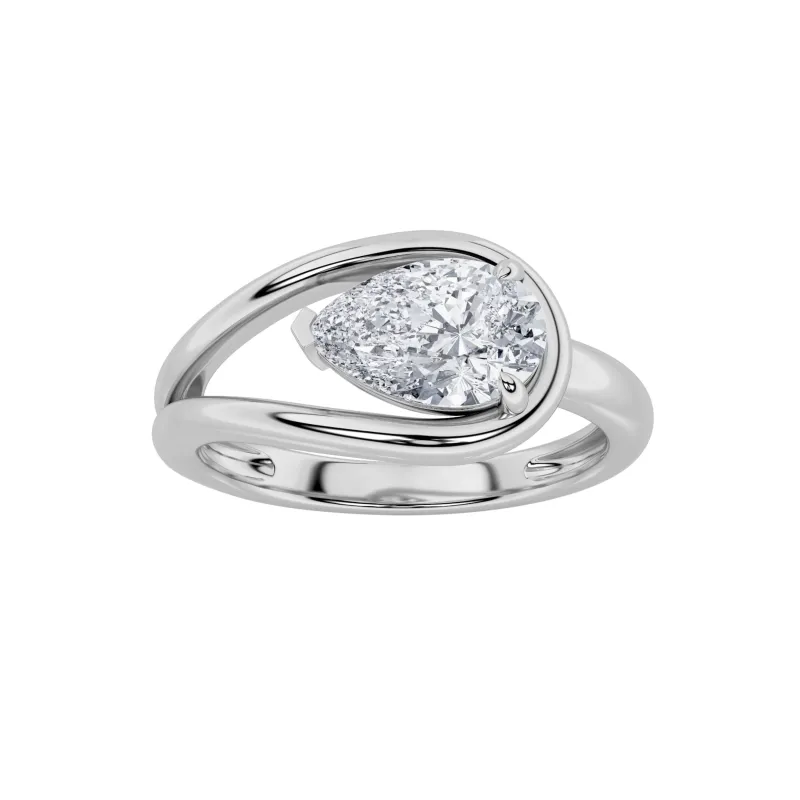 1Cttw Pear Shaped Lab Grown Diamond (F/VS) East West Solitaire Ring in 14K Gold made by Zulily