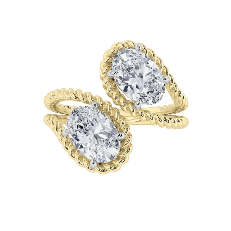 2Cttw Oval Shaped Lab Grown Diamond (F/VS) Toi et Moi Fashiion Ring in 14K Gold made by Zulily