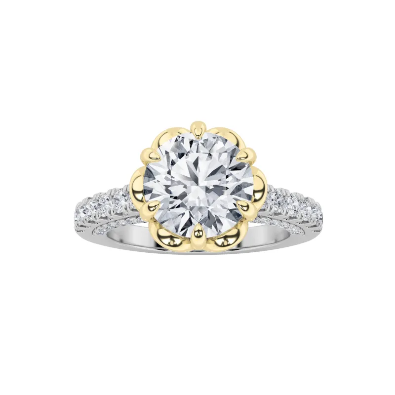 2.5Cttw Round Shaped Lab Grown Diamond (F/VS) Two Tone Solitaire Engagement Ring in 14K Gold made by Zulily