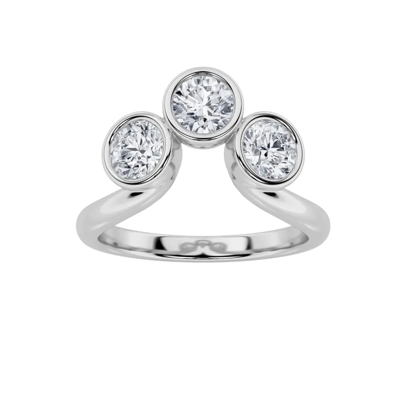 1Cttw Round Shaped Lab Grown Diamond (F/VS) Three Stone Ring in 14K Gold made by Zulily