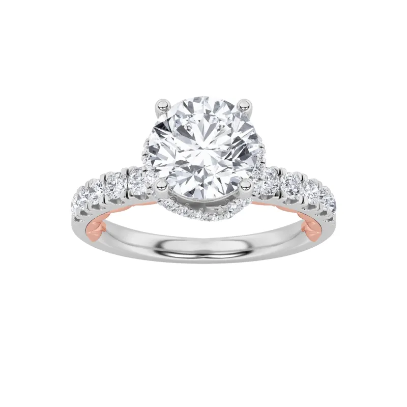 2Cttw Round Shaped Lab Grown Diamond (F/VS) Two Tone Accented Fancy Engagement Ring in 14K Gold made by Zulily