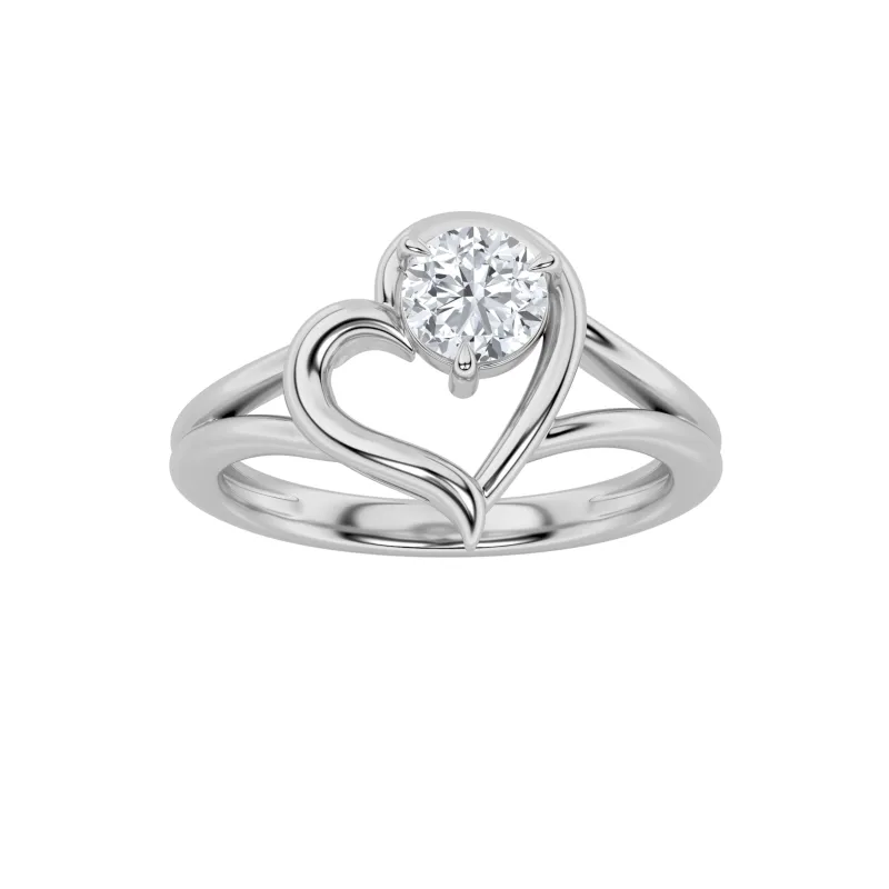 0.5Cttw Round Shaped Lab Grown Diamond (F/VS) Heart Shaped Ring in 14K Gold made by Zulily