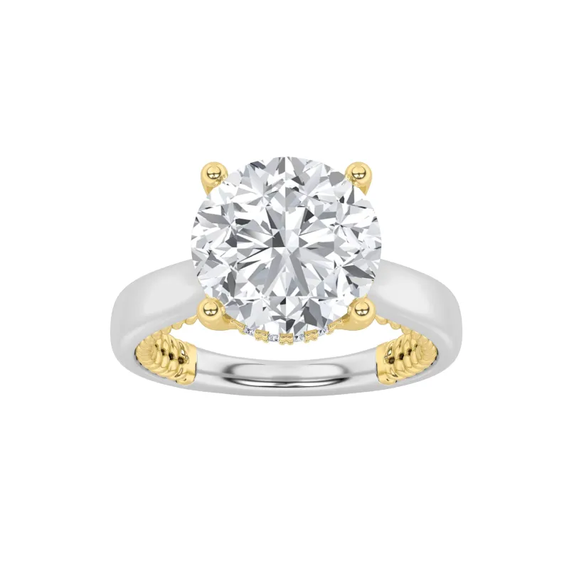 3.5Cttw Round Shaped Lab Grown Diamond (F/VS) Hidden Halo Two Tone Engagement Ring in 14K Gold made by Zulily