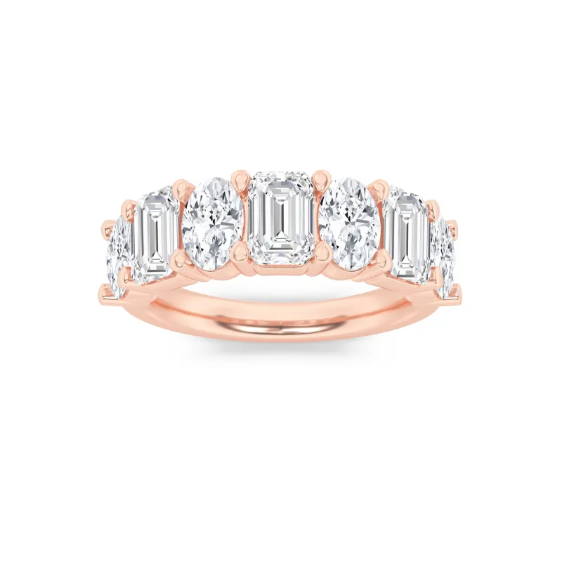 3Cttw Emerald Shaped Lab Grown Diamond (F/VS) Seven Stone Band Ring in 14K Gold made by Zulily