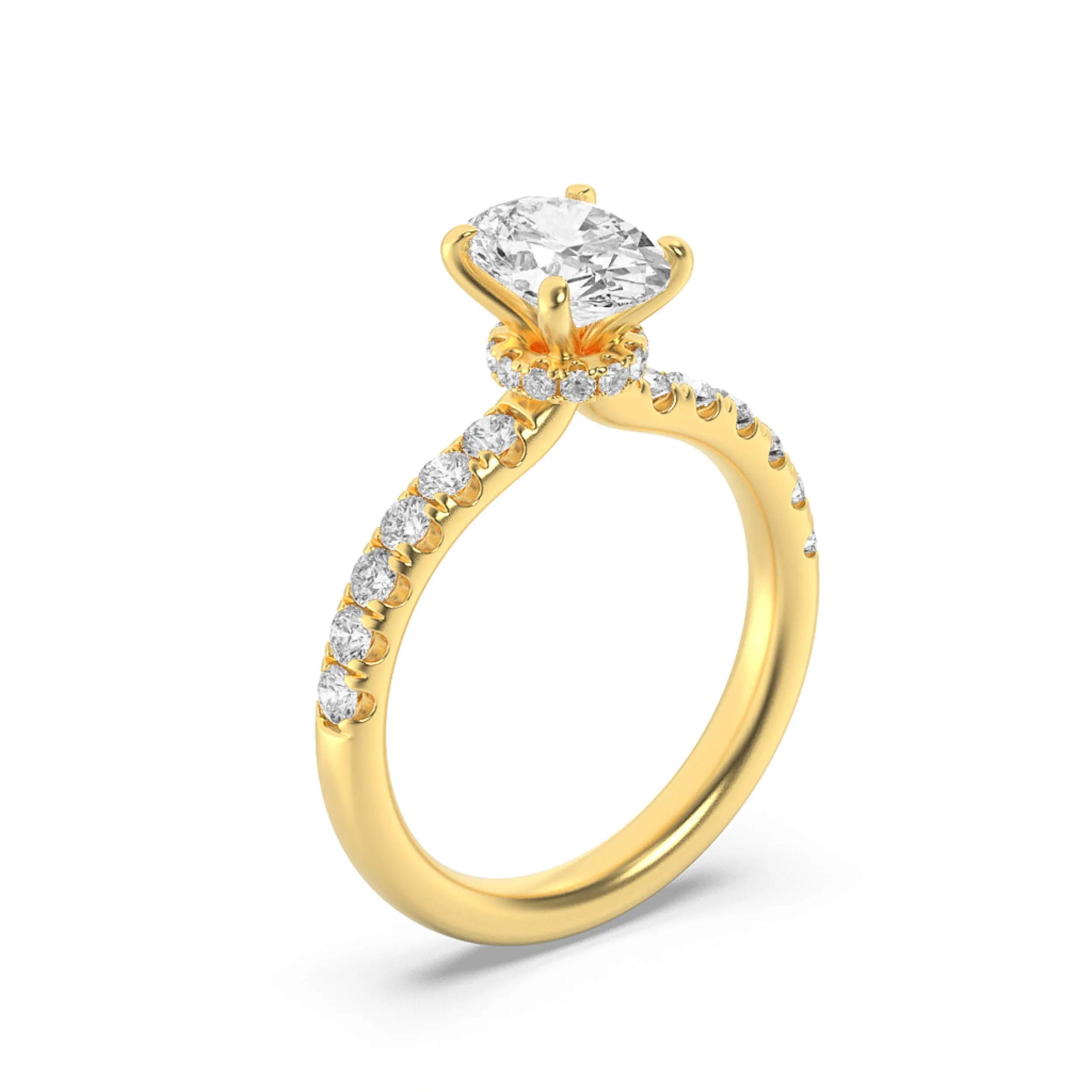 2Cttw Oval Shaped Lab Grown Diamond (G/VS) Hidden Halo Accented Ring in 14K Gold sold by Zulily product image thumbnail 3