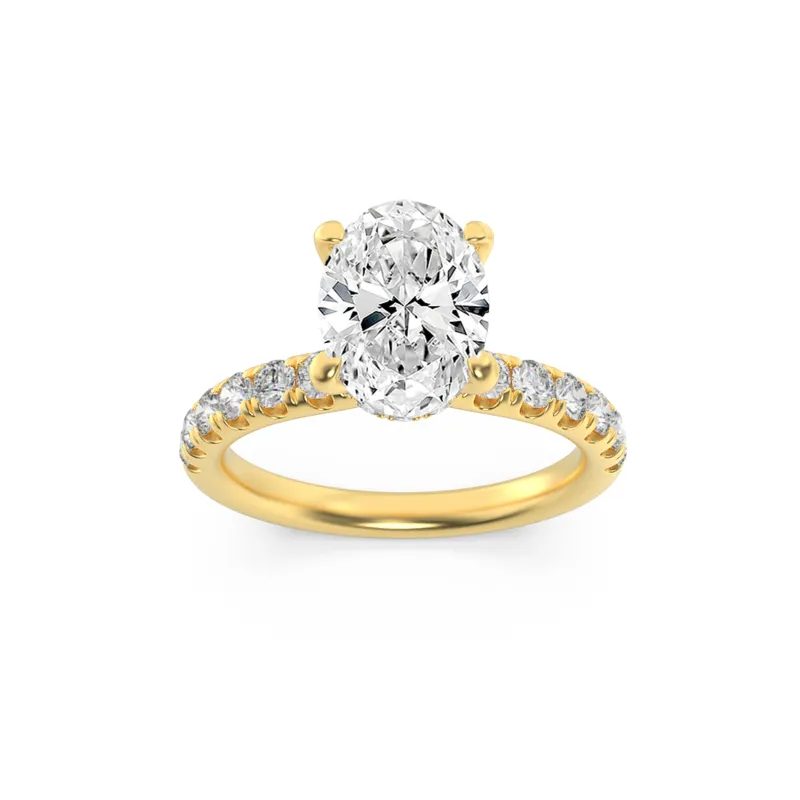 2Cttw Oval Shaped Lab Grown Diamond (G/VS) Hidden Halo Accented Ring in 14K Gold made by Zulily
