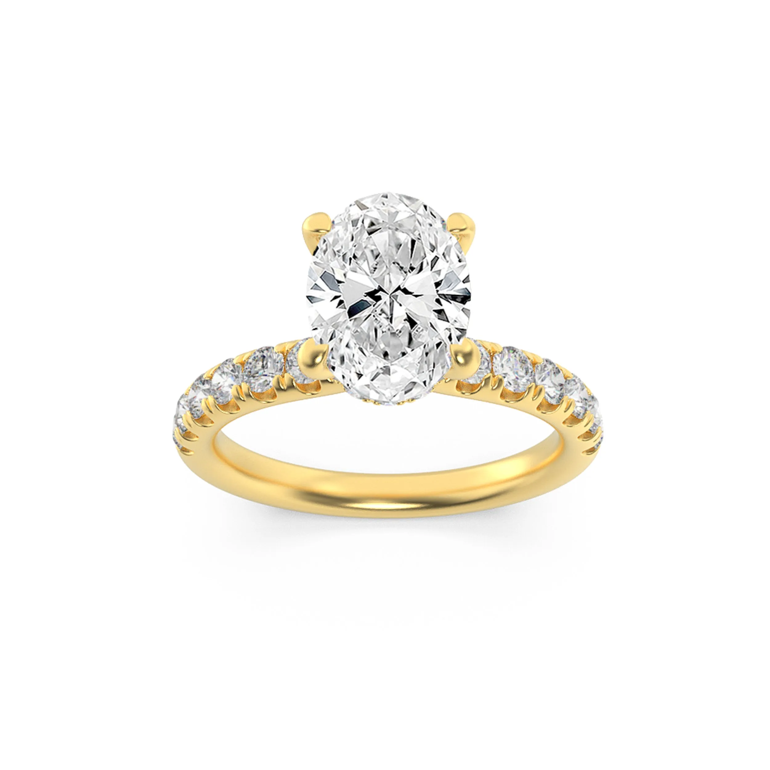 2Cttw Oval Shaped Lab Grown Diamond (G/VS) Hidden Halo Accented Ring in 14K Gold sold by Zulily