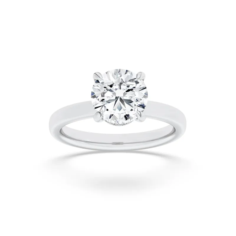 1.5Cttw Round Shaped Lab Grown Diamond Hidden Halo Plain Shank Engagement Ring in 14K Gold made by Zulily