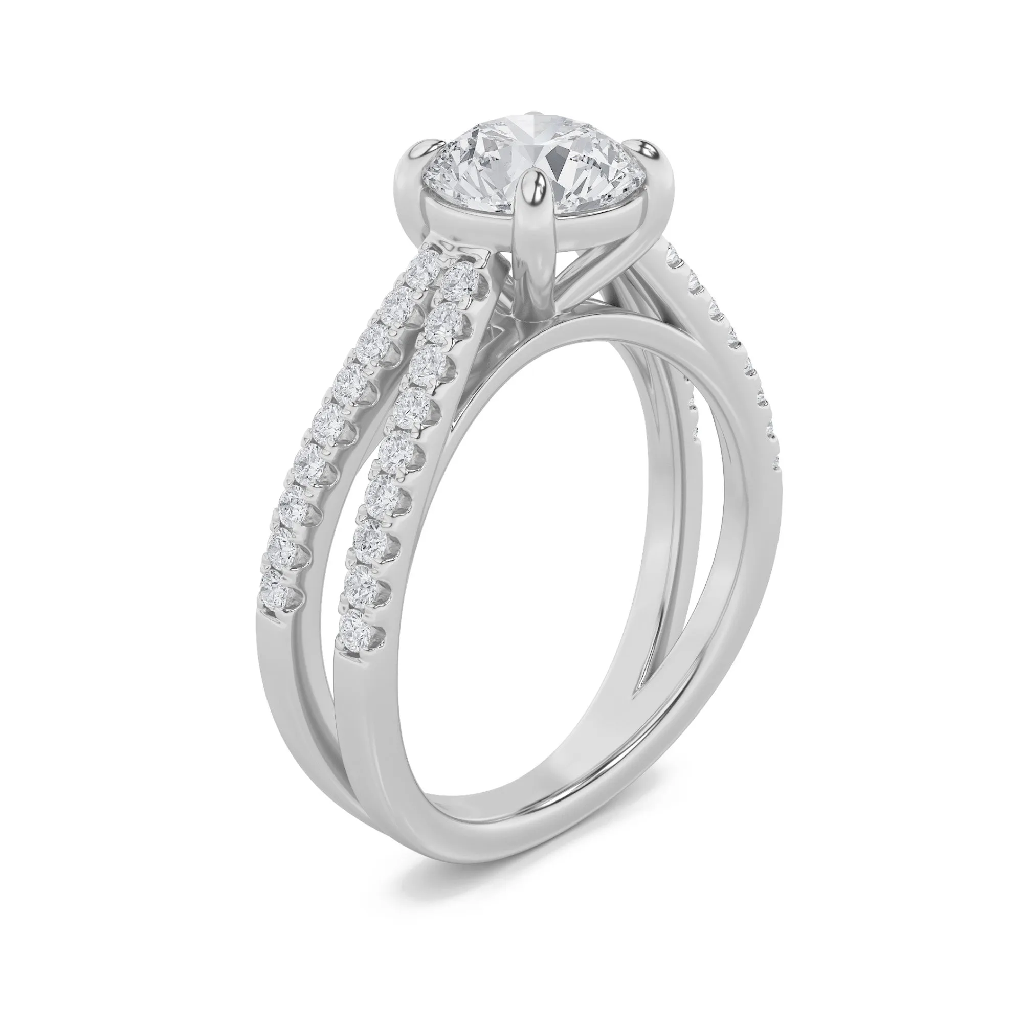 2 Ct Round Lab Grown Diamond Prong 14K White Gold Cross Shank Accented Engagement Ring sold by Zulily product image thumbnail 3