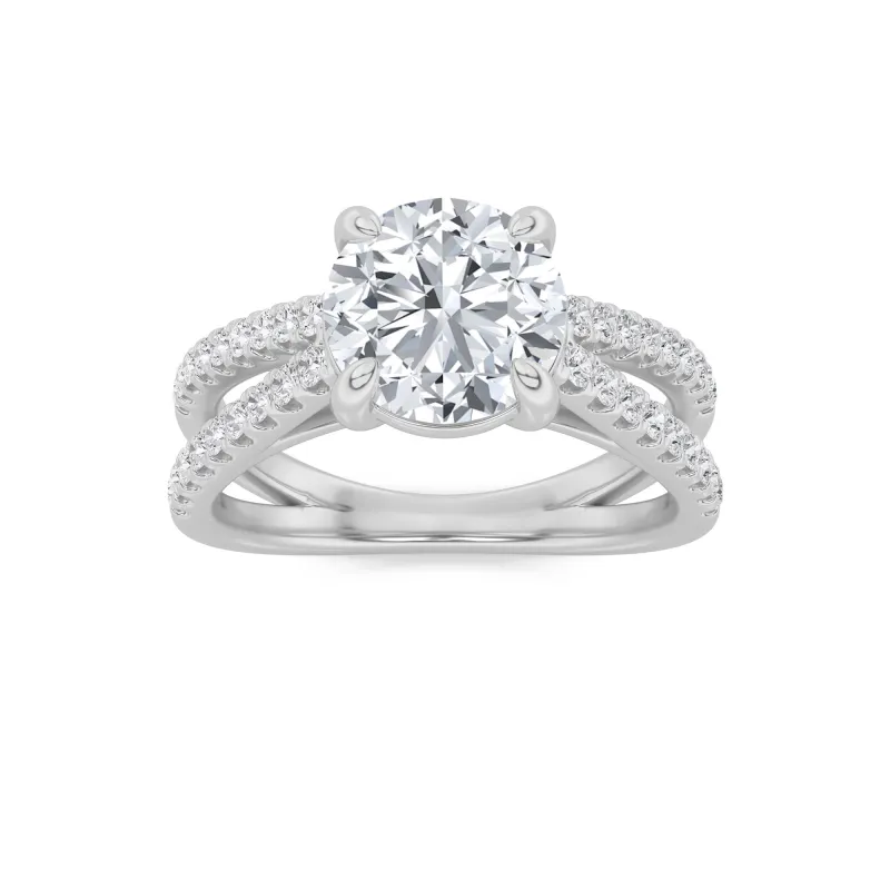 2 Ct Round Lab Grown Diamond Prong 14K White Gold Cross Shank Accented Engagement Ring made by Zulily