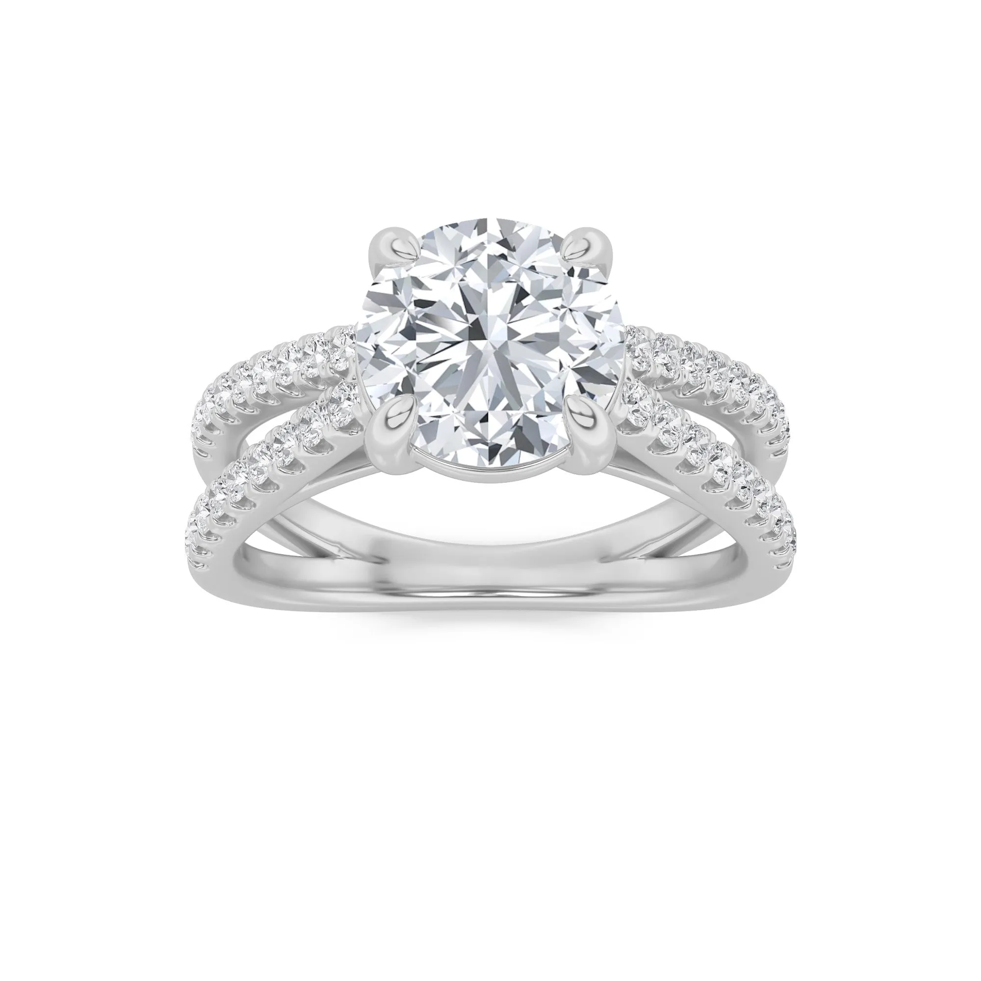 2 Ct Round Lab Grown Diamond Prong 14K White Gold Cross Shank Accented Engagement Ring sold by Zulily