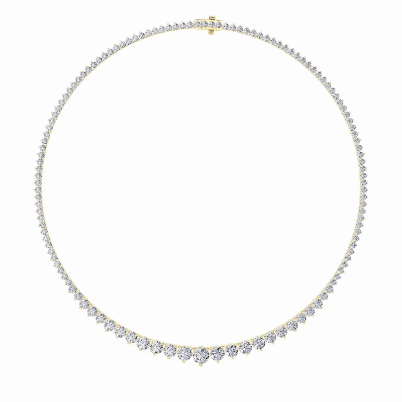 10.0-15.0ct Round Shaped Lab Grown Diamond (F/VS) Three Prong Graduating Necklace in 14K Yellow Gold made by Zulily
