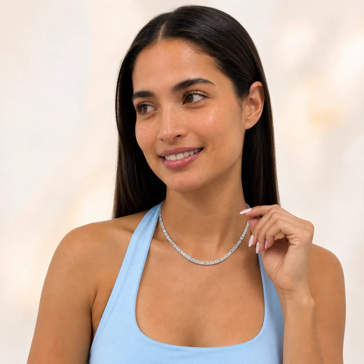 Emerald (F/VS) Lab Grown Diamond Prong 14K White Gold Classic Eternity Tennis Necklace sold by Zulily product image thumbnail 3