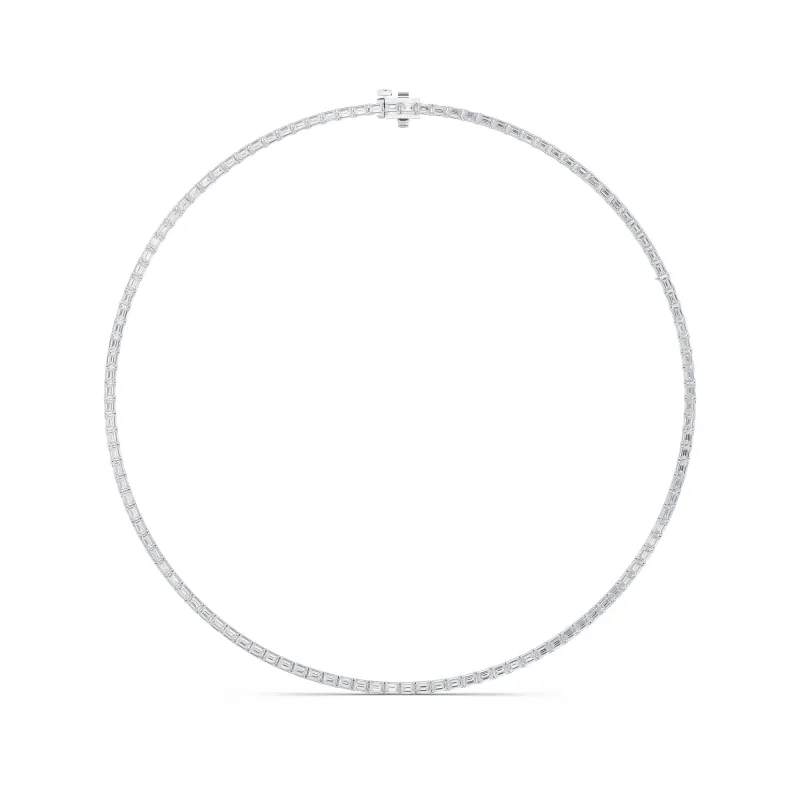 Emerald (F/VS) Lab Grown Diamond Prong 14K White Gold Classic Eternity Tennis Necklace made by Zulily