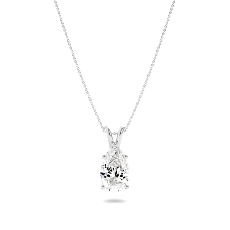 Pear (F/VS) Lab Grown Diamond Prong 14K White Gold Split Bale Solitaire Pendant Necklace made by Zulily