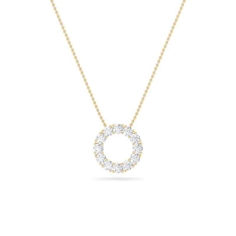2.0 Ct Round (F/VS) Lab Grown Diamond Prong 14K Yellow Gold Fancy Open Circle Pendant Necklace made by Zulily