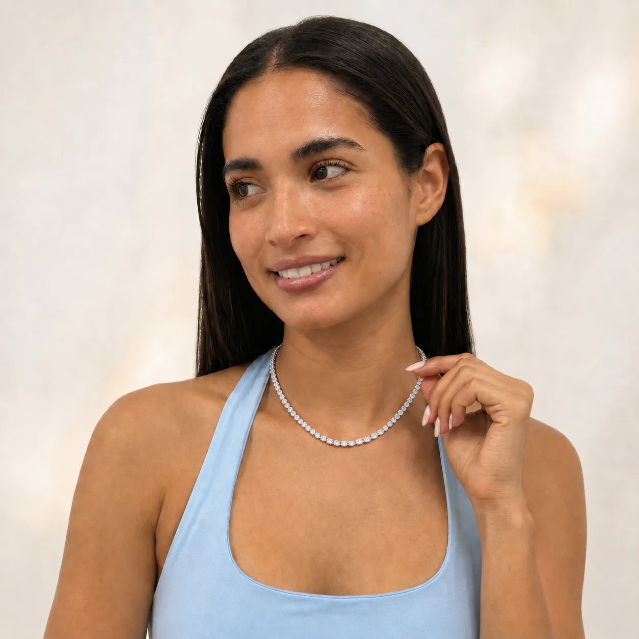 Oval (F/VS) Lab Grown Diamond Prong 14K White Gold Classic Eternity Tennis Necklace sold by Zulily product image thumbnail 3