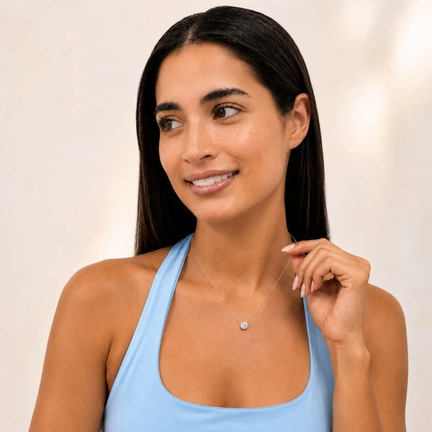 Round Lab Grown Diamond Prong 14k Rose Gold Solitaire Pendant Necklace sold by Zulily product image thumbnail 3