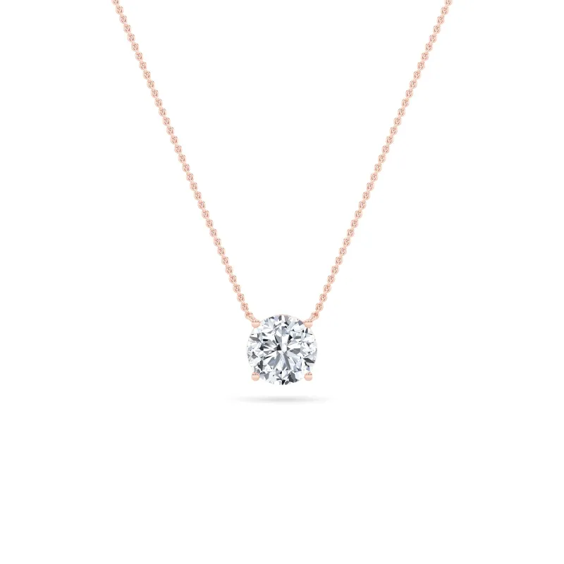 Round Lab Grown Diamond Prong 14k Rose Gold Solitaire Pendant Necklace made by Zulily